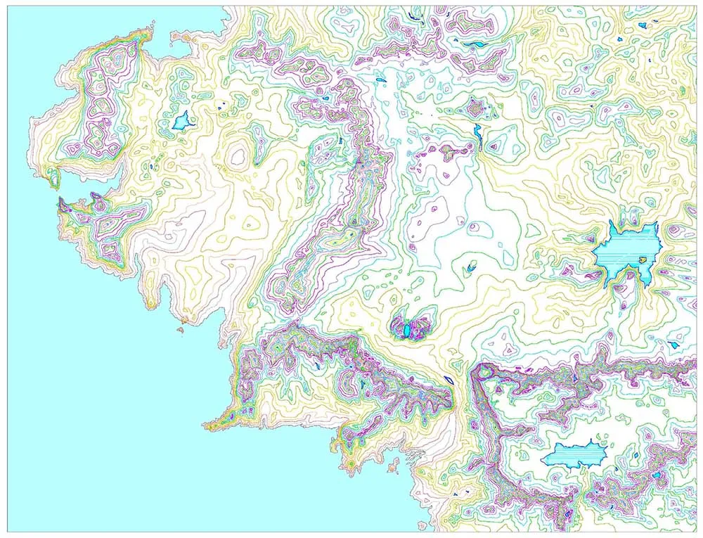Middle-earth as topographic contours