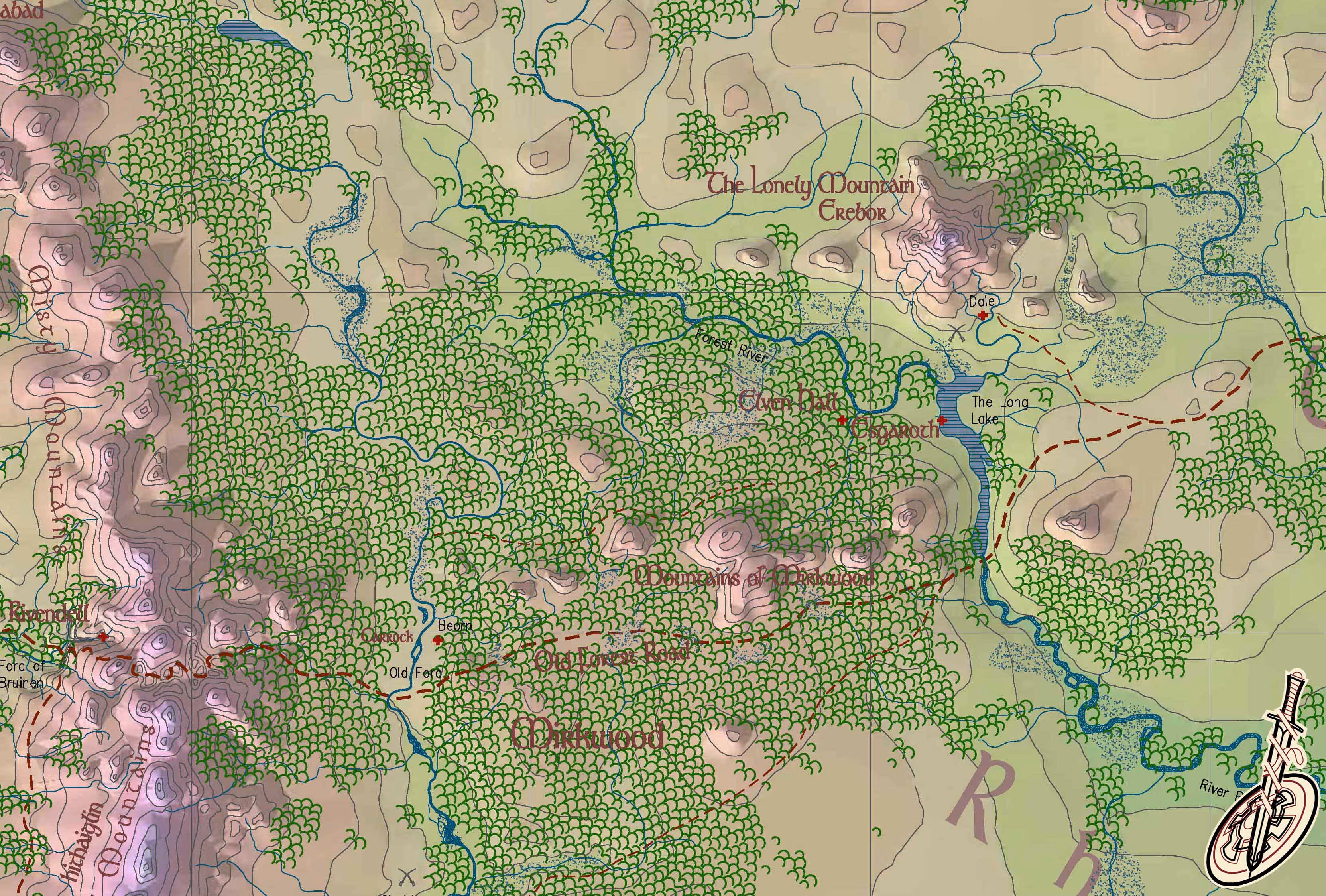 John Ronald Reuel  Tolkien’s Middle-Earth, map JRR Tolkien’s Middle-Earth, map extract 3a, Erebor, Smaug3a, Erebor, Smaug
