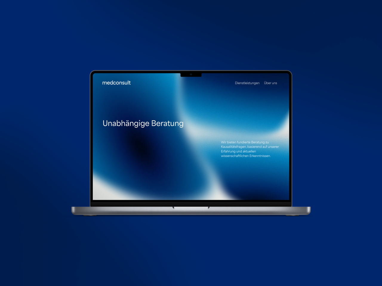 Startseite der Medconsult AG Webseite auf einem Laptop dargestellt