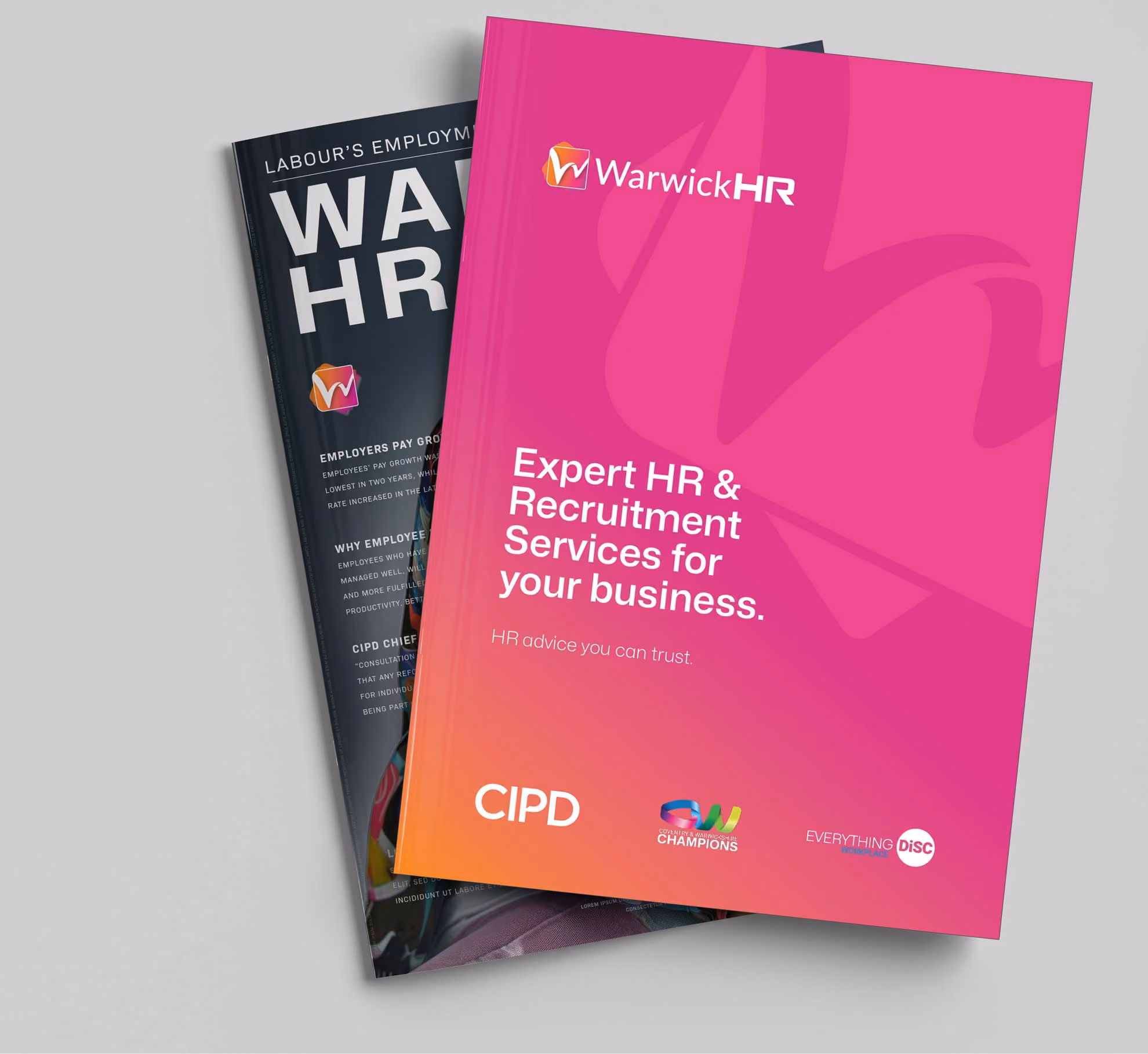 An image of a Warwick HR brochure on a table