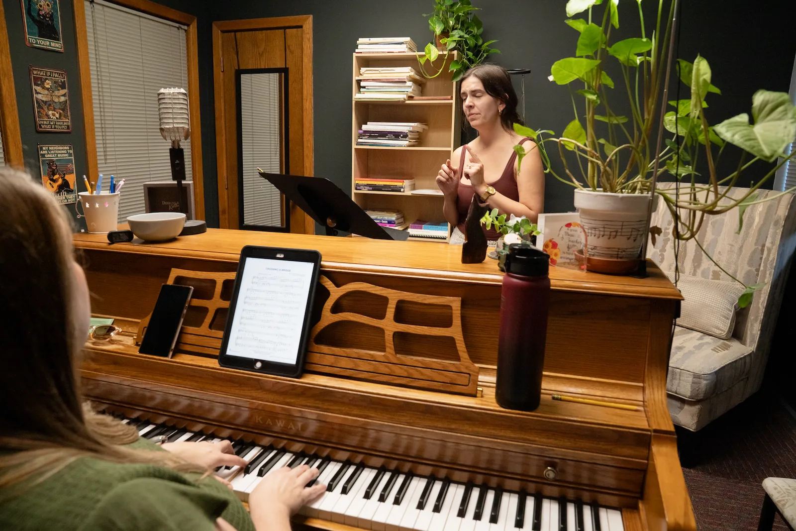 Adult voice lesson at Cincinnati Music Academy with piano accompaniment.