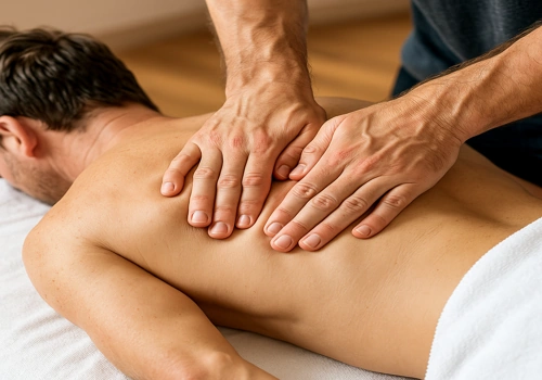 therapist performing myofascial bodywork on the lower back therapist performing myofascial bodywork on the lower back