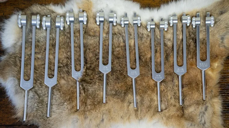Set of tuning forks used for sound therapy and energy balancing
