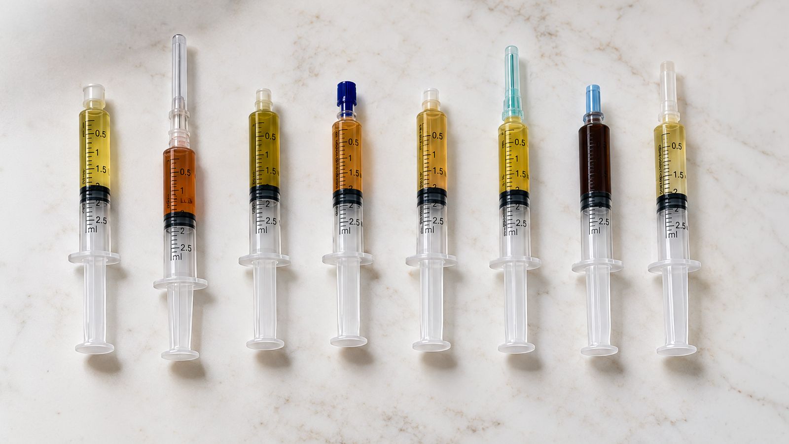 Eight PRP syringes.