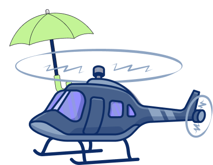 Helicopter protected by an umbrella representing helicopter insurance coverage