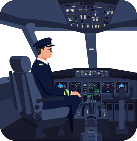 Instructor and student pilot completing flight training in an aircraft cockpit