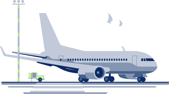 Passenger aircraft on an airport runway representing aviation liability risks