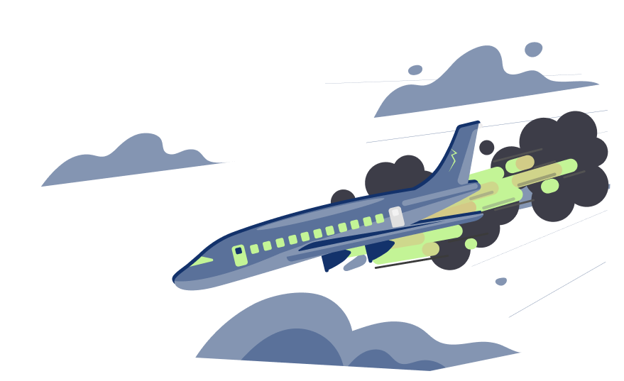 Passenger aircraft flying through clouds