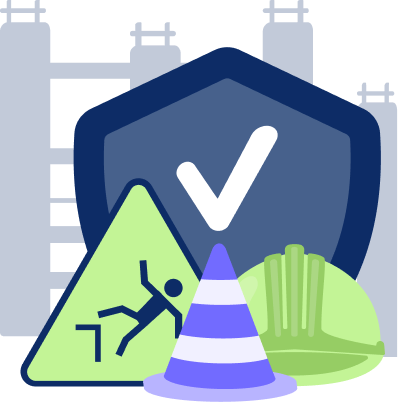 Construction site protected by a shield representing builders risk coverage
