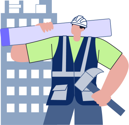 Construction supervisor reviewing an active building project