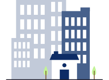 Commercial and residential buildings representing real estate insurance