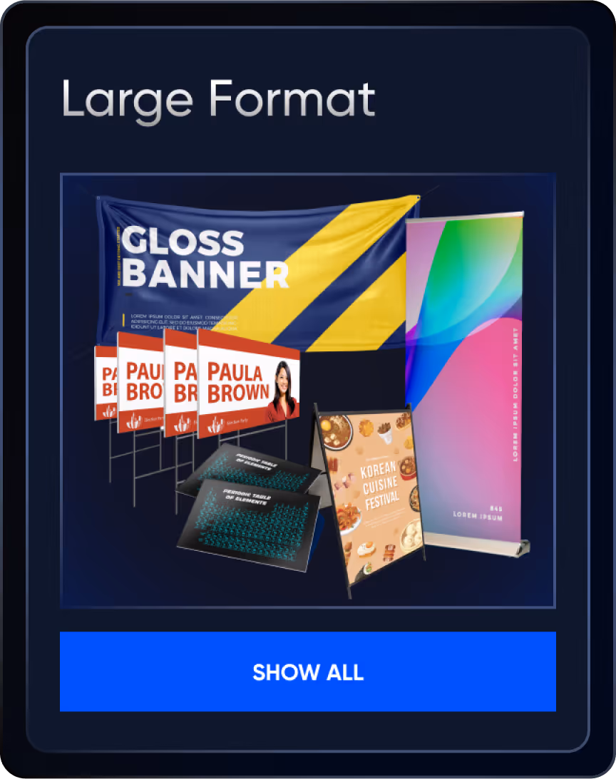 Large format printing services for banners, posters, and oversized graphics with high-quality results.