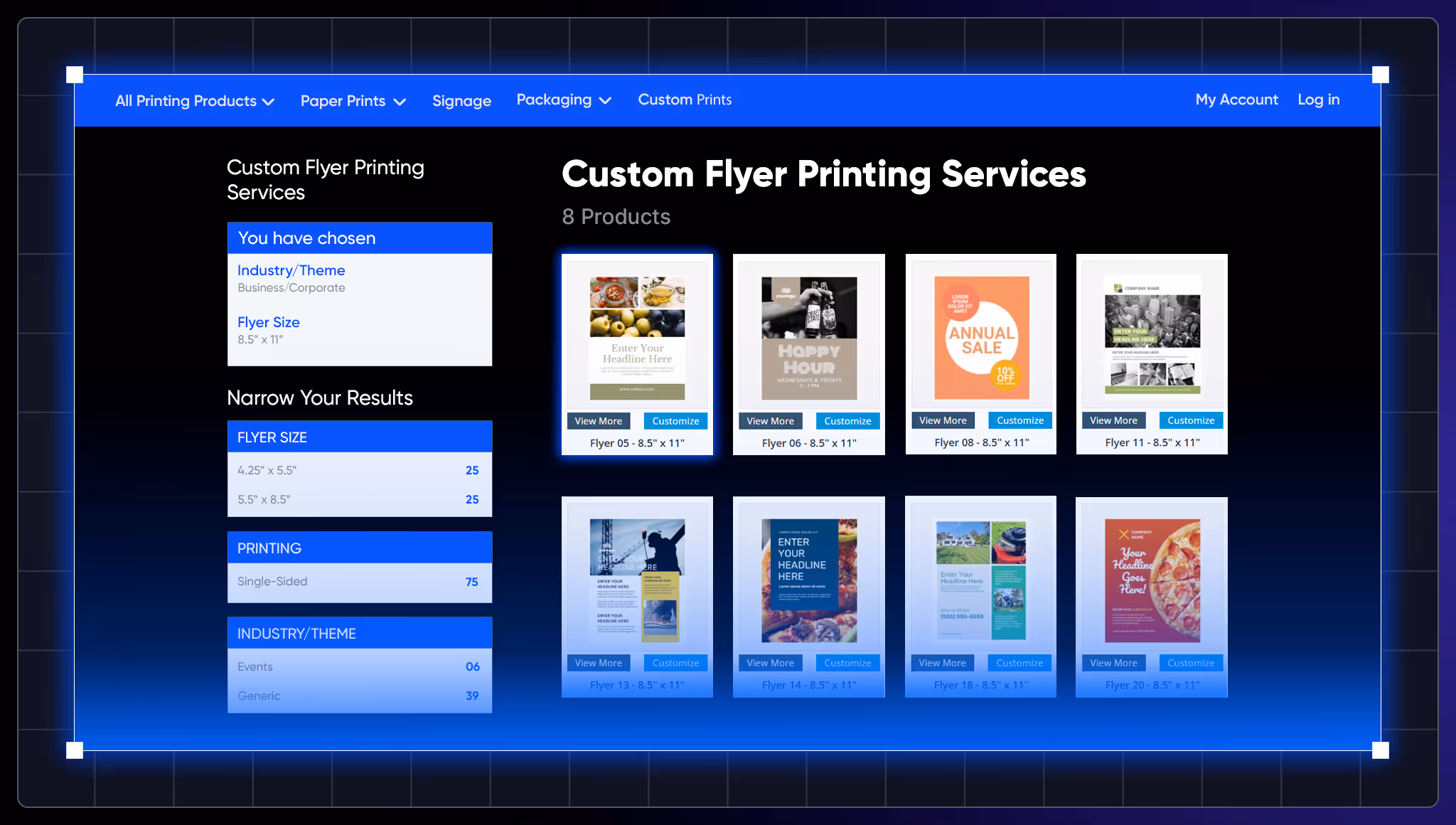 User-friendly design tools icon, featuring a drag-and-drop editor that lets customers easily create professional designs for print products like signs, packaging, and more.