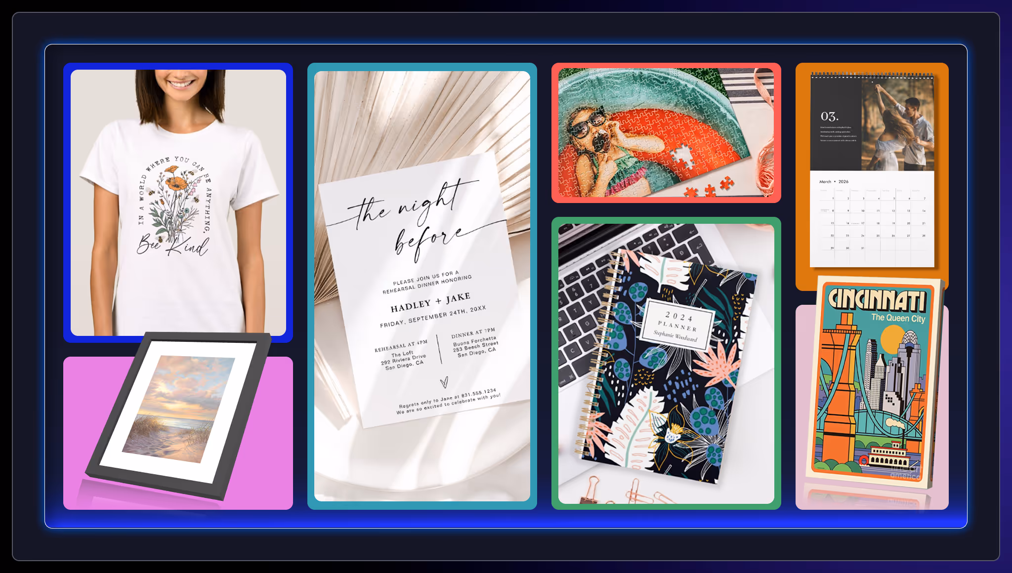 Endless product options for customizable print solutions, offering a wide range of materials, designs, and formats to meet diverse customer needs.