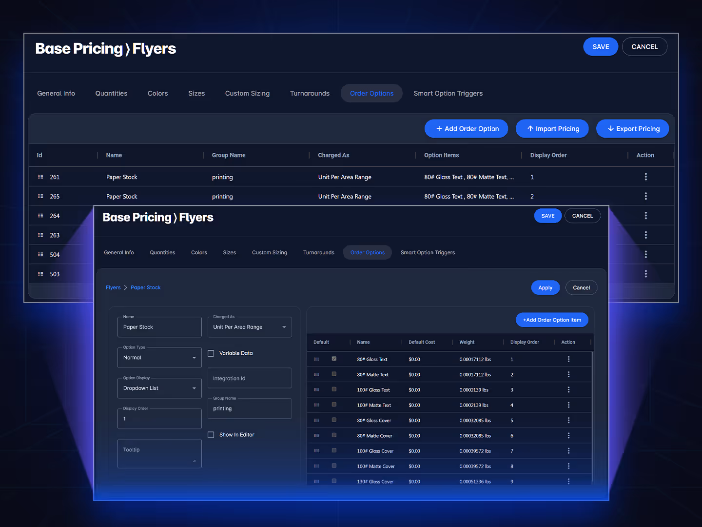 Form allowing users to set fixed shipping rates or enable live rate calculation from selected carriers..