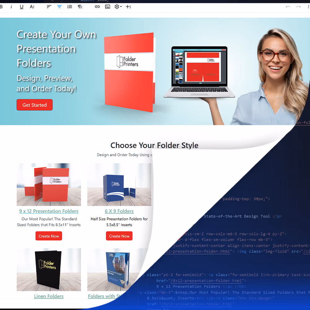 CMS dashboard interface for managing website content with editable pages, media library, and smart layout controls.
