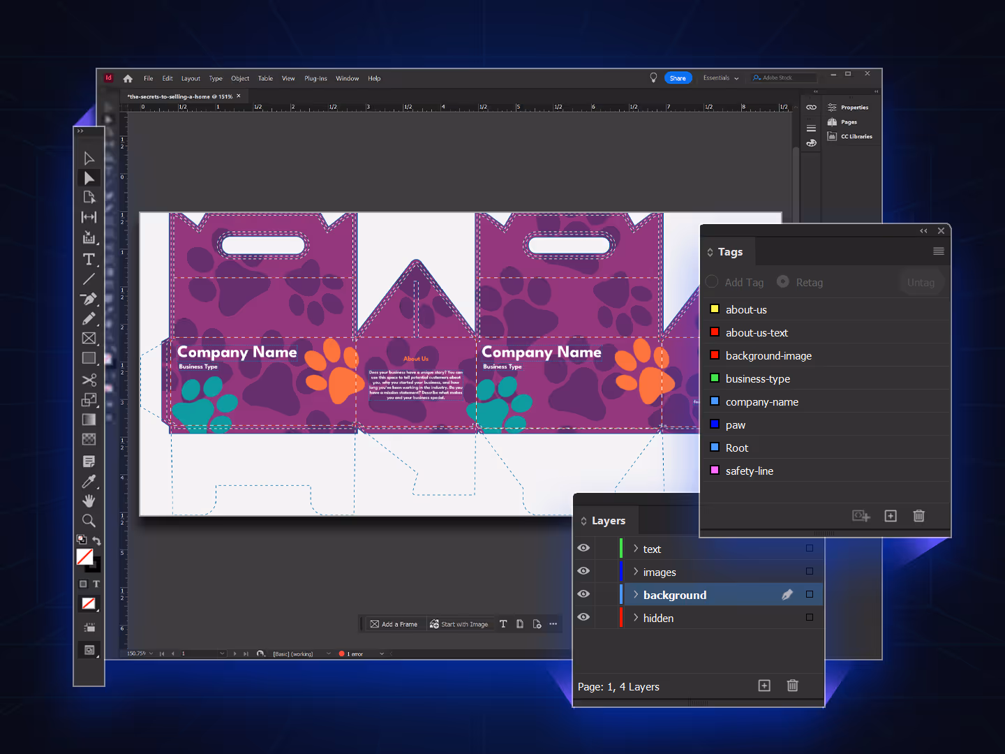 Adobe software interface showing template import options and admin tools.