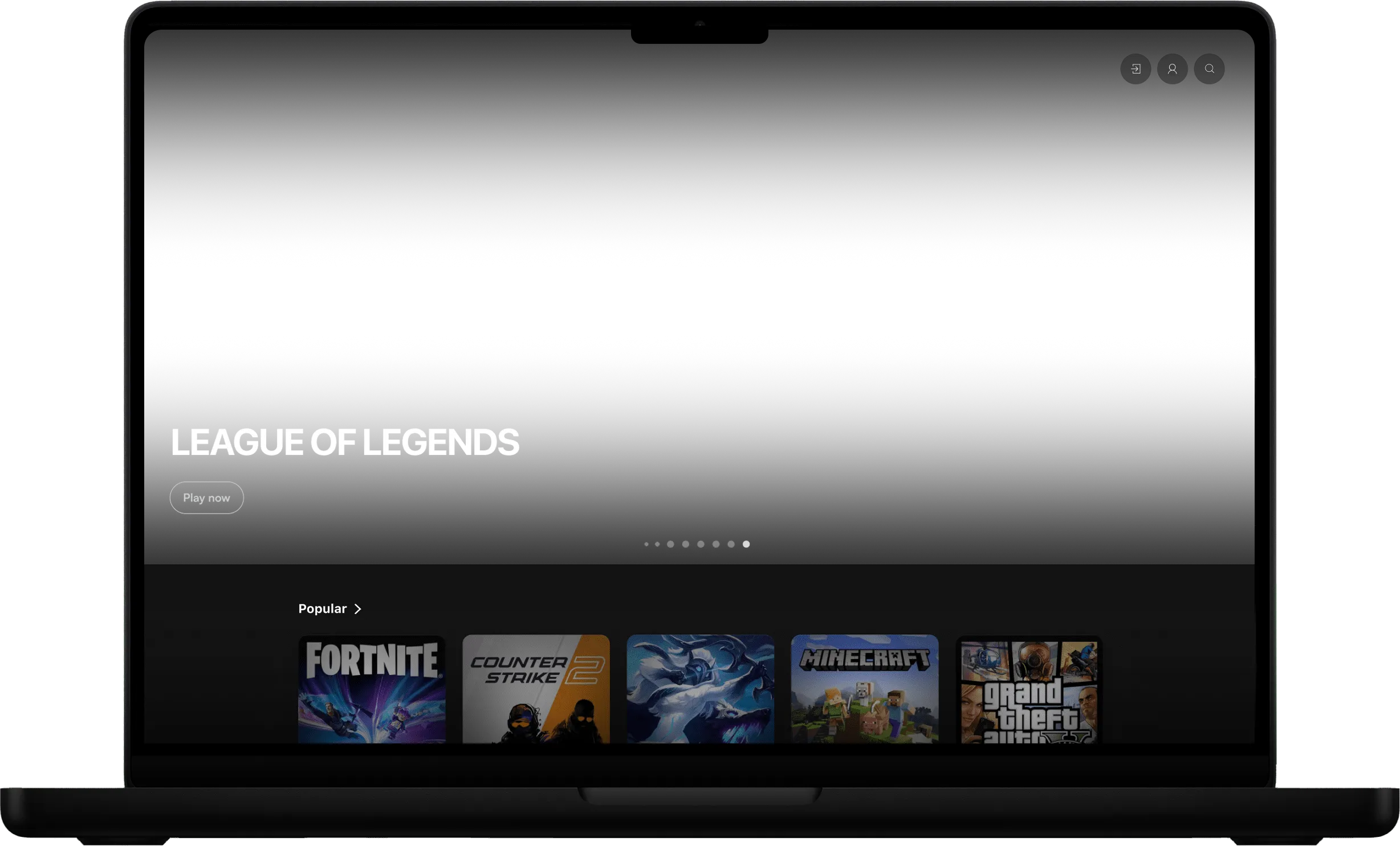 Gaming platform interface featuring PC games on Macbook