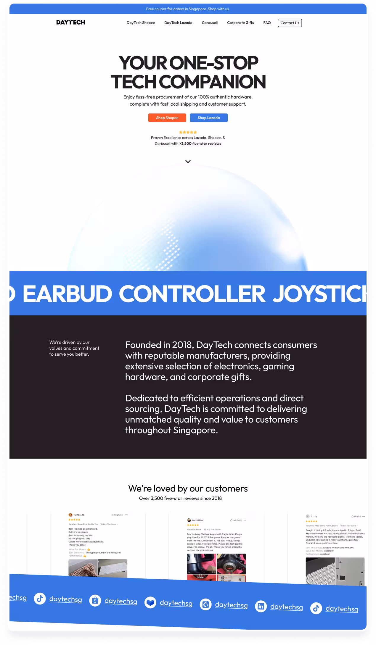 DayTech landing page