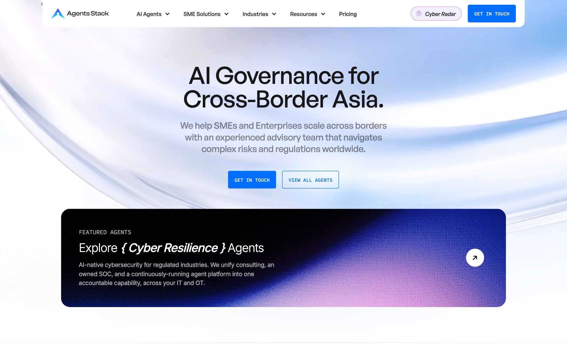 Agents Stack homepage: AI governance for cross-border Asia