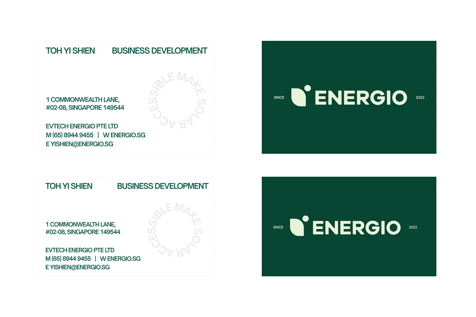 Energio’s business cards design