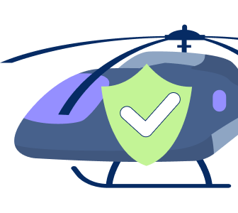 Illustration of a professional man standing beside a private jet for private aircraft insurance