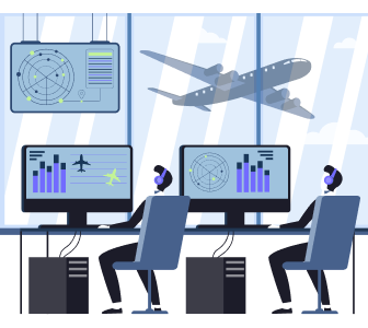 Illustration of a professional man standing beside a private jet for private aircraft insurance
