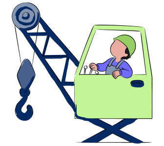 Crane operator using lifting equipment representing equipment breakdown insurance