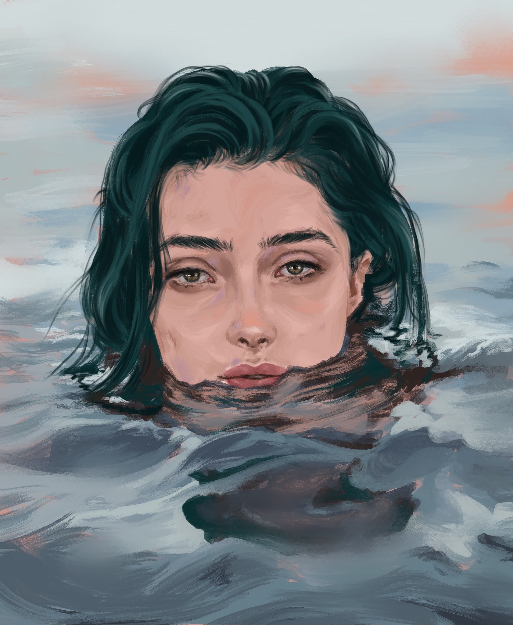 A woman swimming in the ocean. 