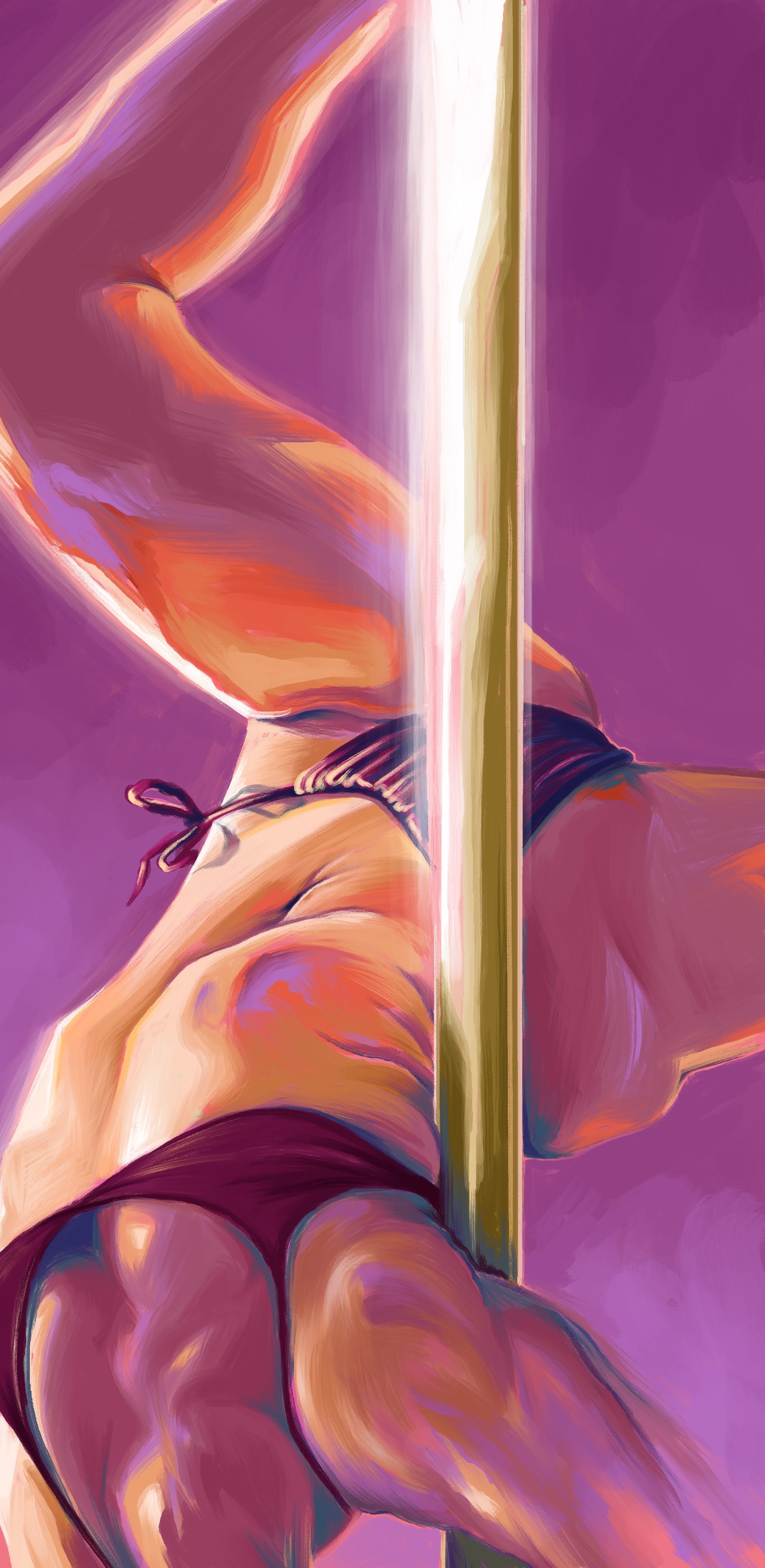 Illustration of a pole dancer in the sunlight. 
