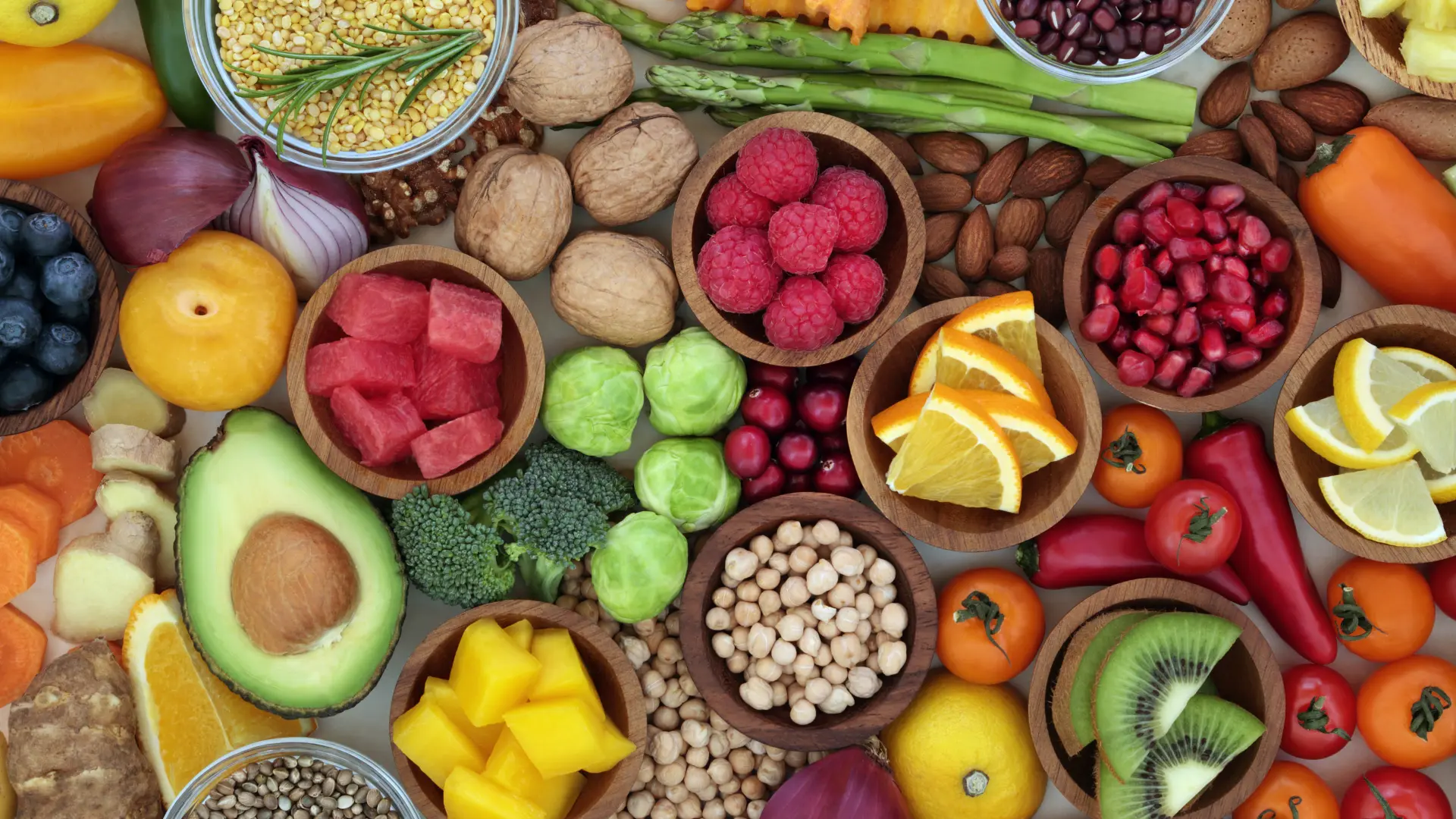 Fruits and vegetables on a table
