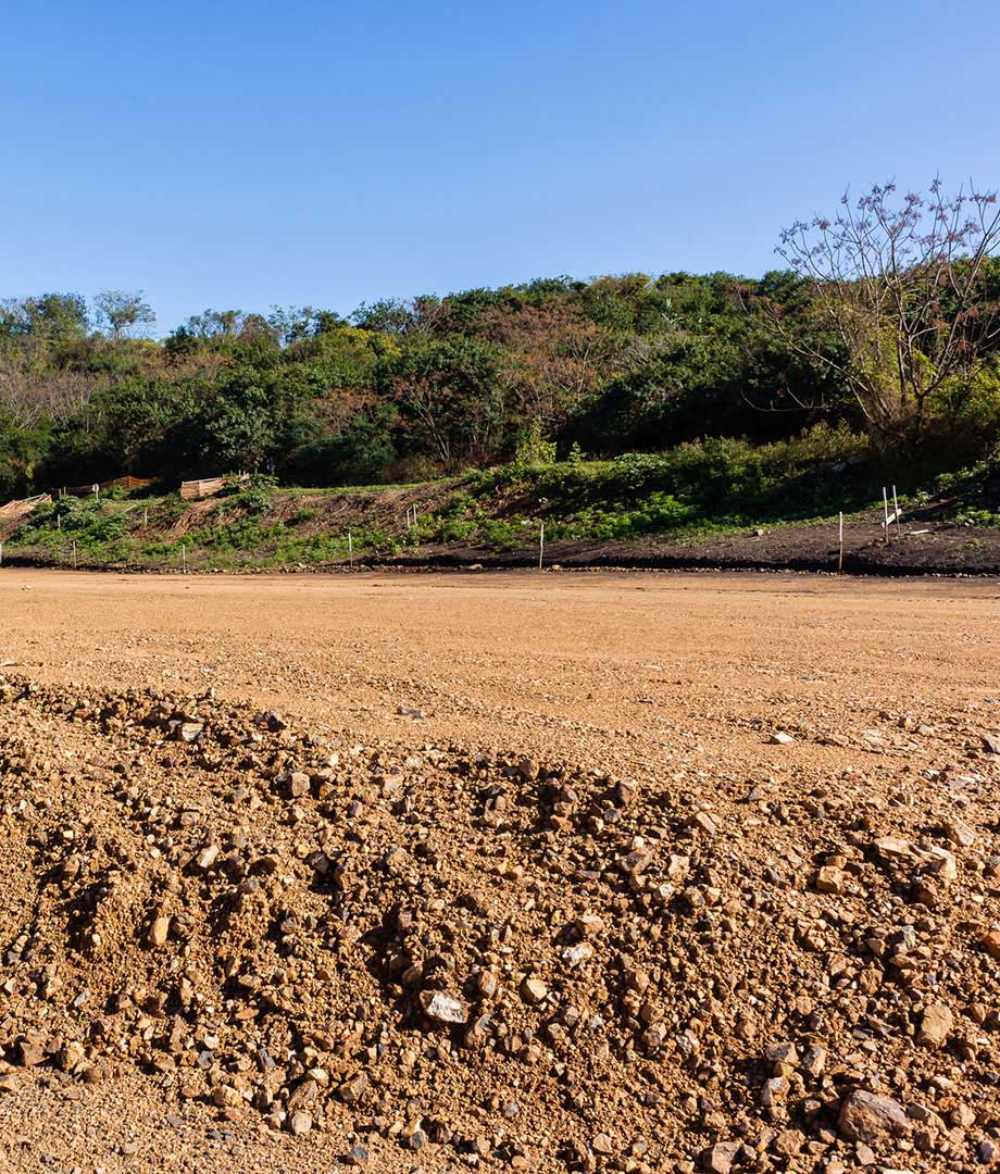 Graded land on a construction site