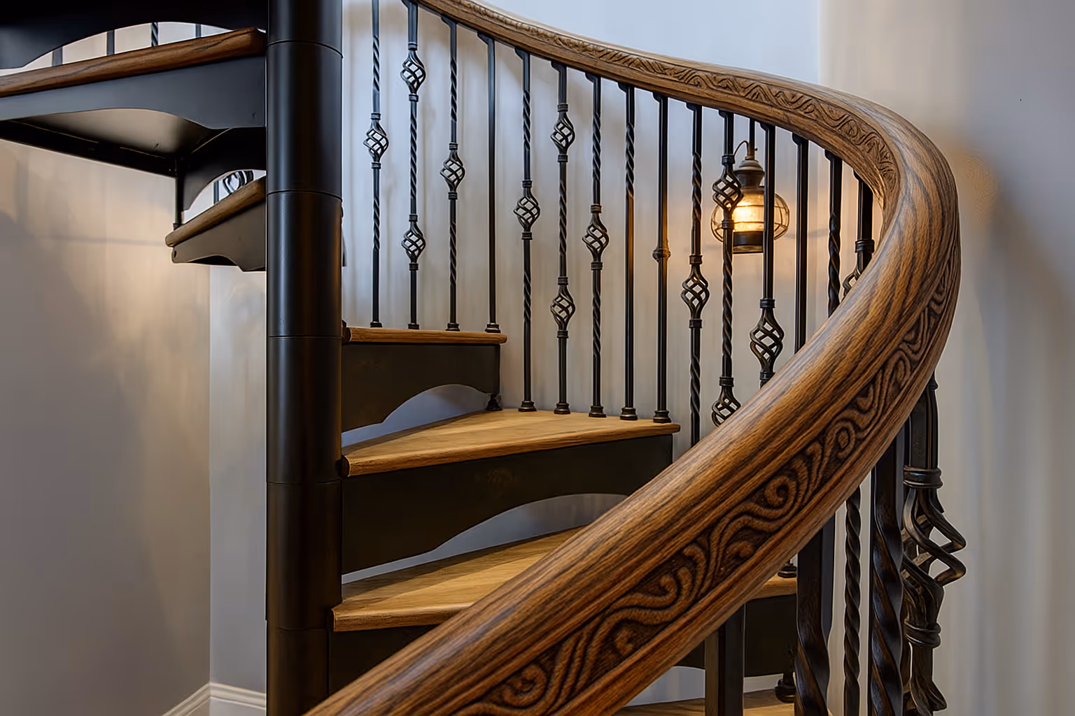 curved helical stairs and handrails