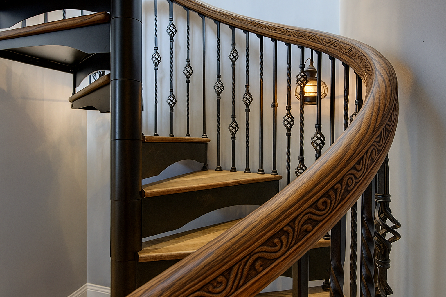 curved helical stairs and handrails