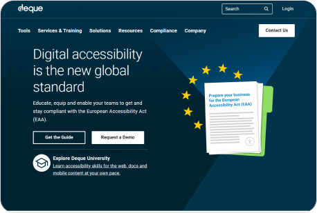 Deque's website home page