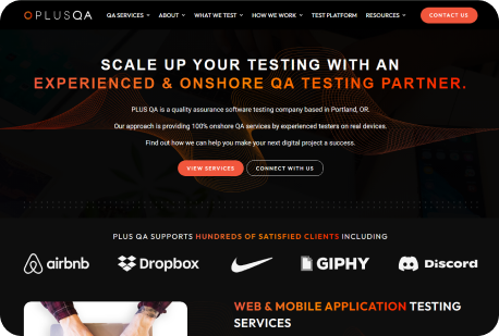 PLUS QA website home page