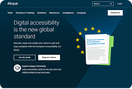 Deque's website home page