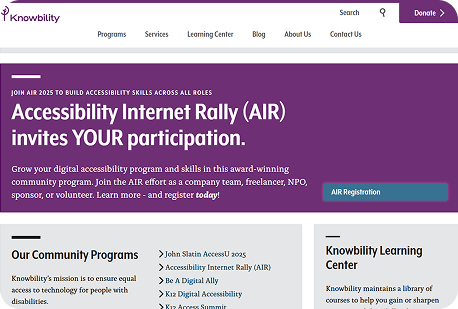 Knowbility's website home page