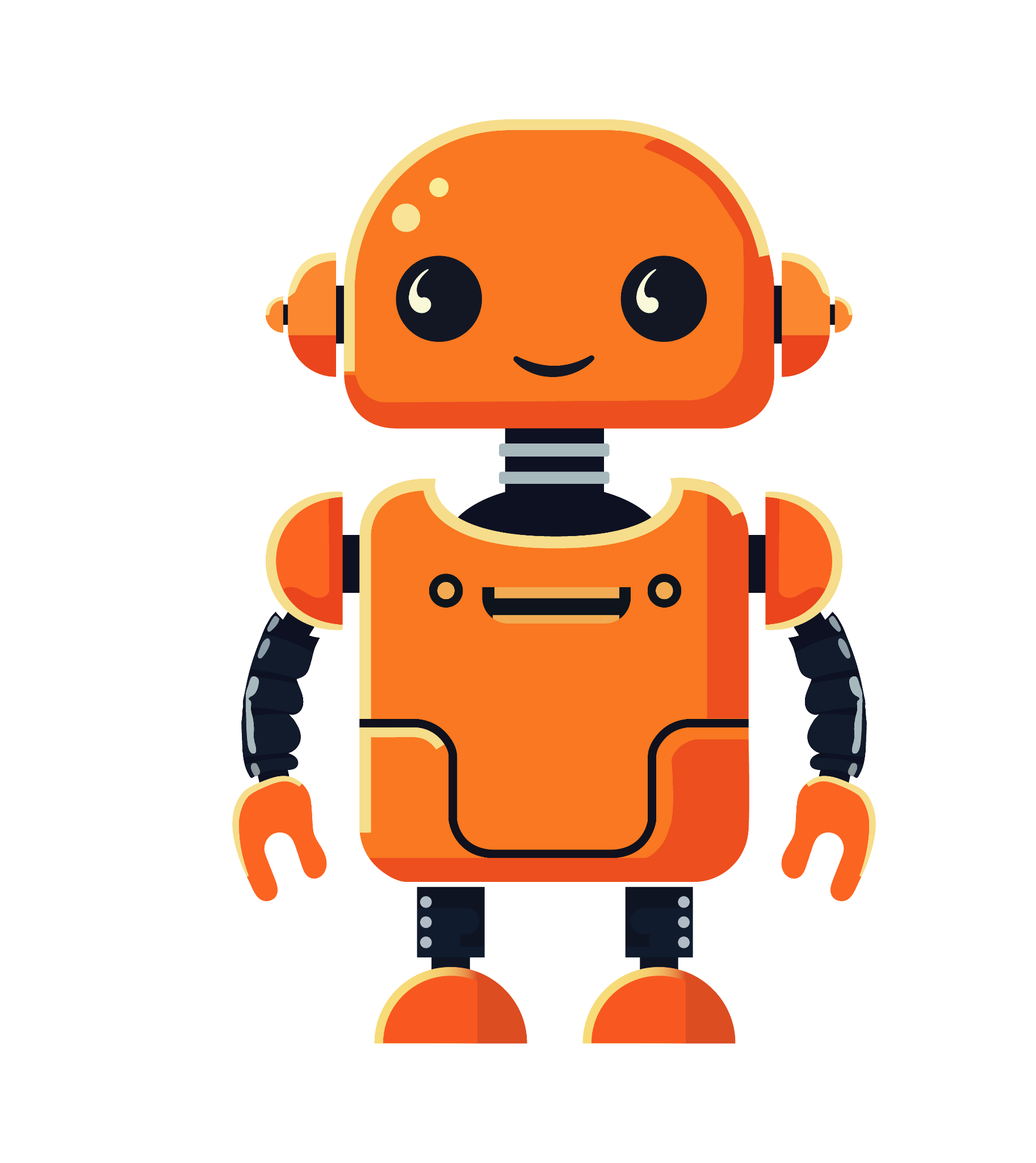 MAX AI mascot. An orange robot with a friendly smile.