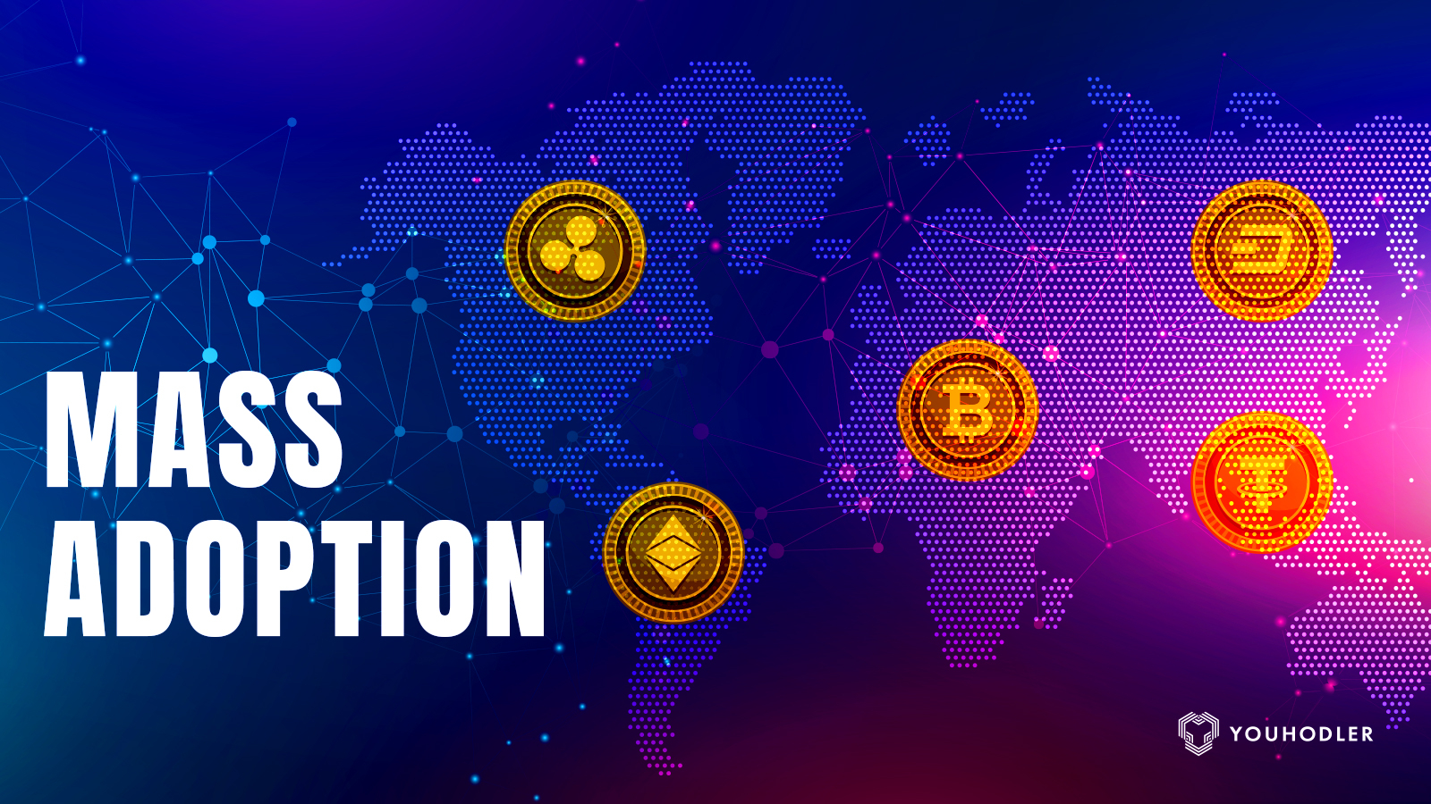 cryptocurrencies surround the globe symbolizing mass adoption