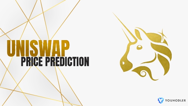 The Uniswap logo with text saying "uniswap price prediction"
