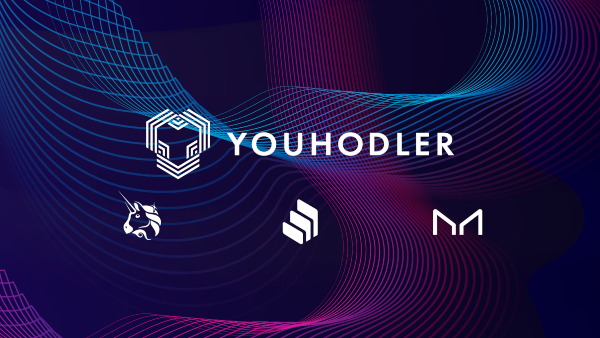 logos for Uniswap, Compound and Maker on an image with YouHodler logo