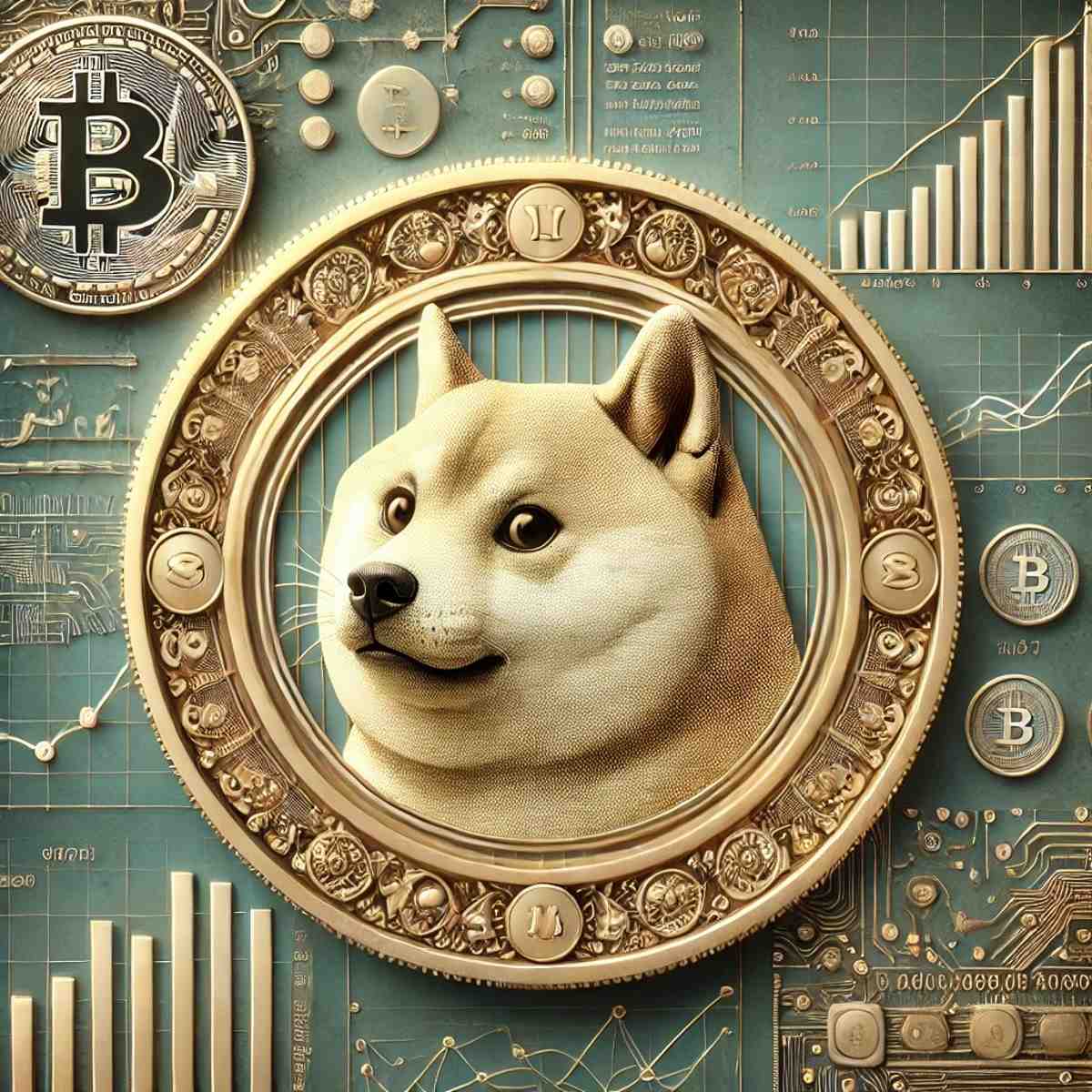 Logo Dogecoin représentant un chien Shiba Inu