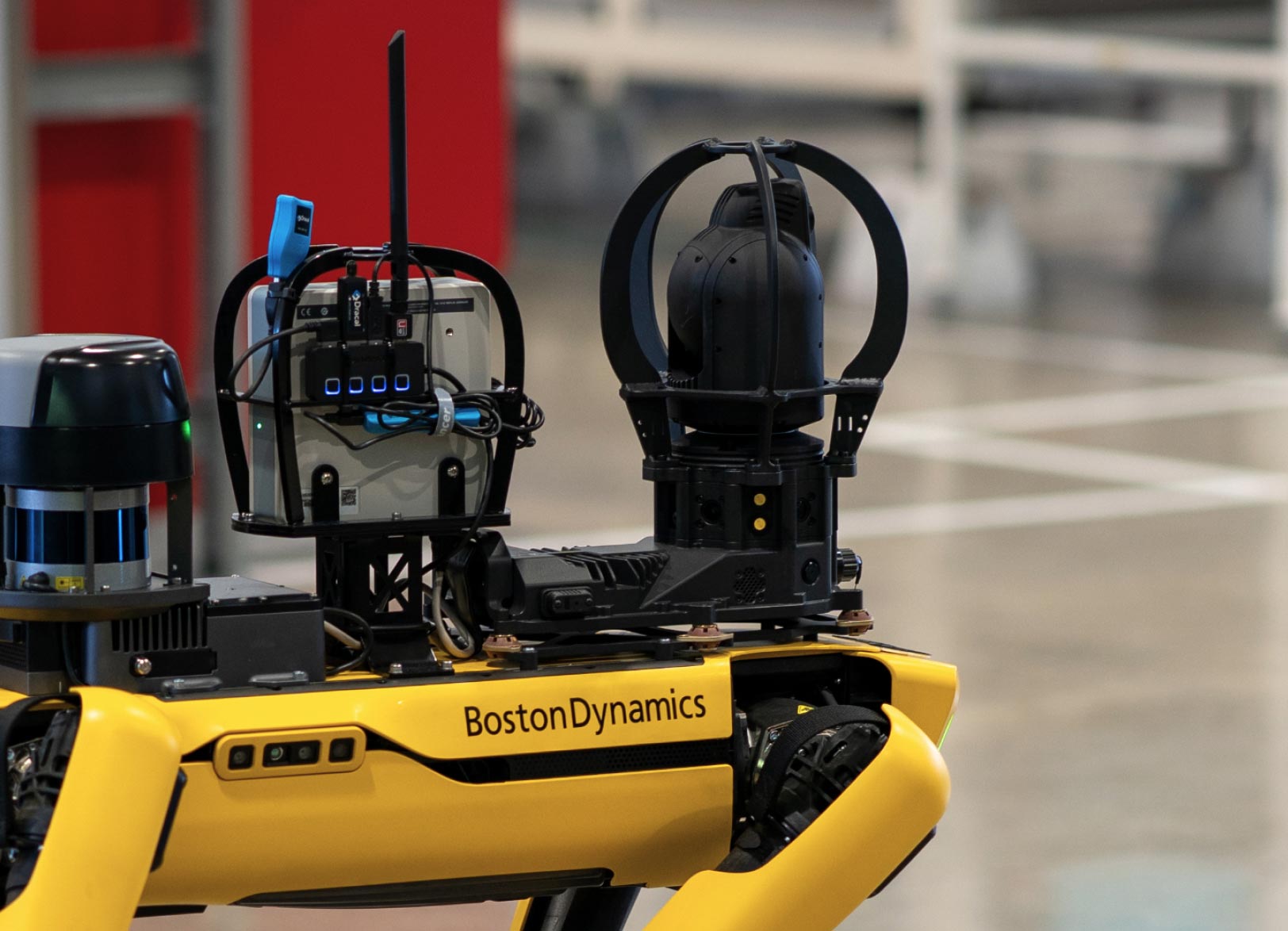 Lose up of Boston Robotics Spot Robot.