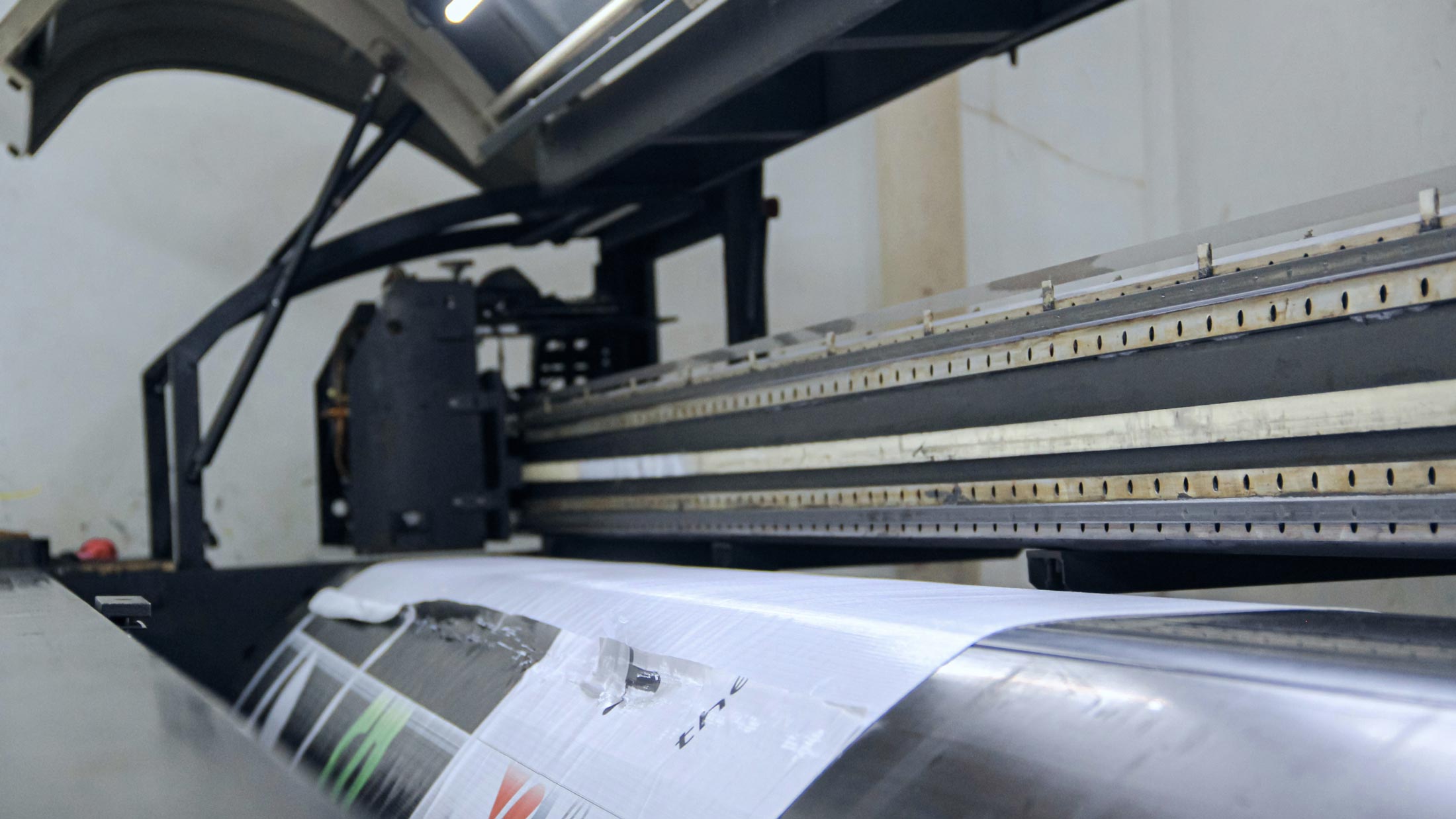 Close up of a paper printing machine.