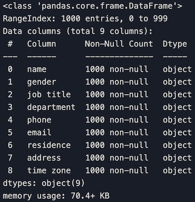 Get general information of the dataset