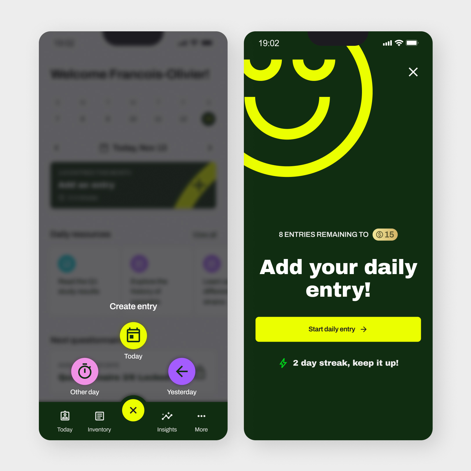 Screenshots from the Tricchome mobile application