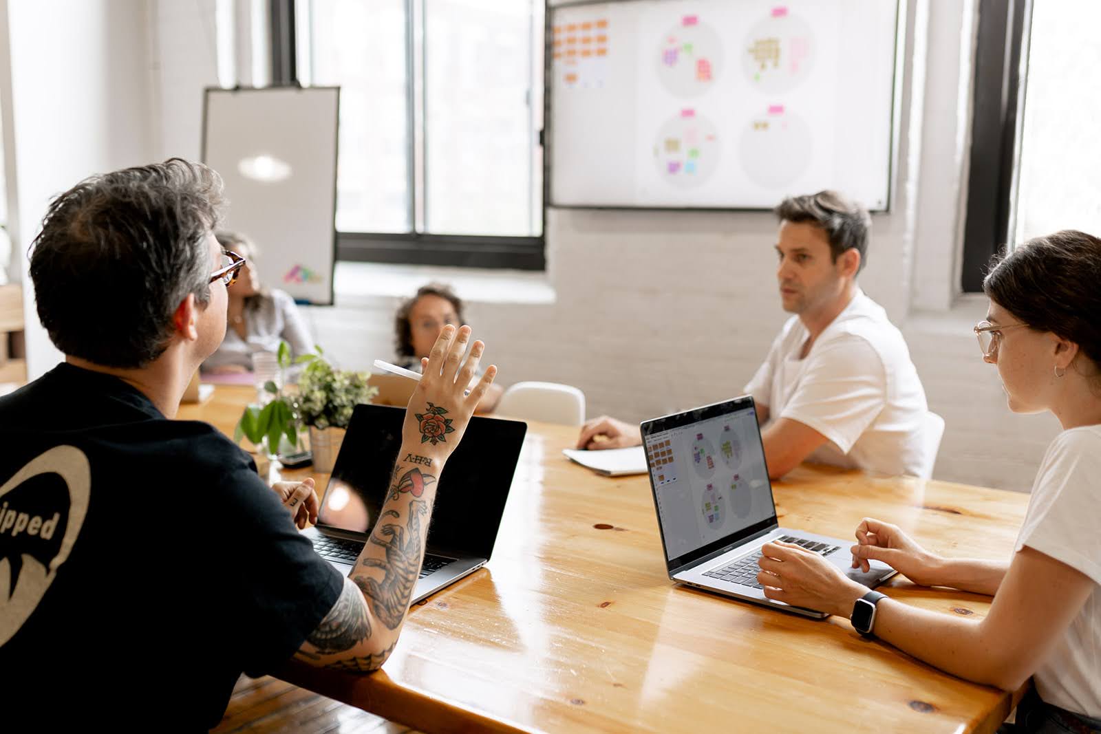 A team working on a digital product design project