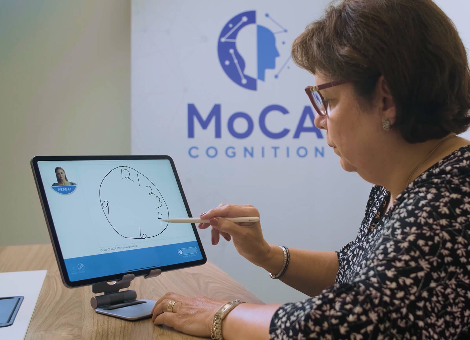Woman doing the MoCA test.
