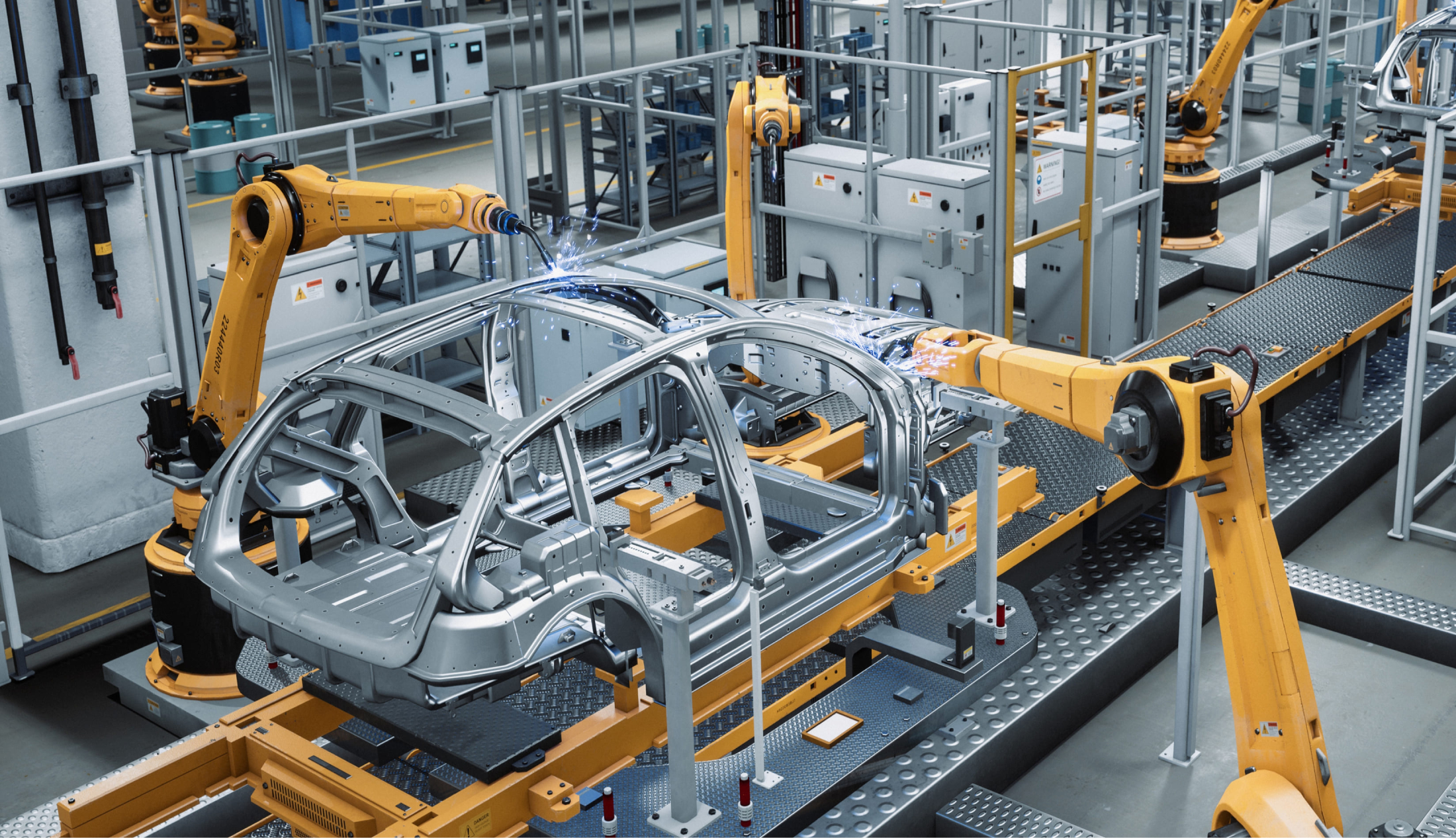 Vue aérienne d'une usine de construction automobile